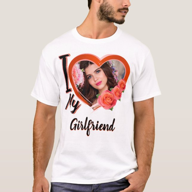 J'aime mon t-shirt de petite amie avec photo - swe (Devant)