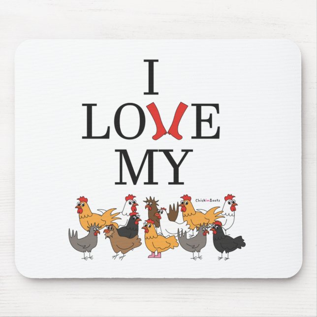 J'aime mon tapis de souris de poulets (Devant)