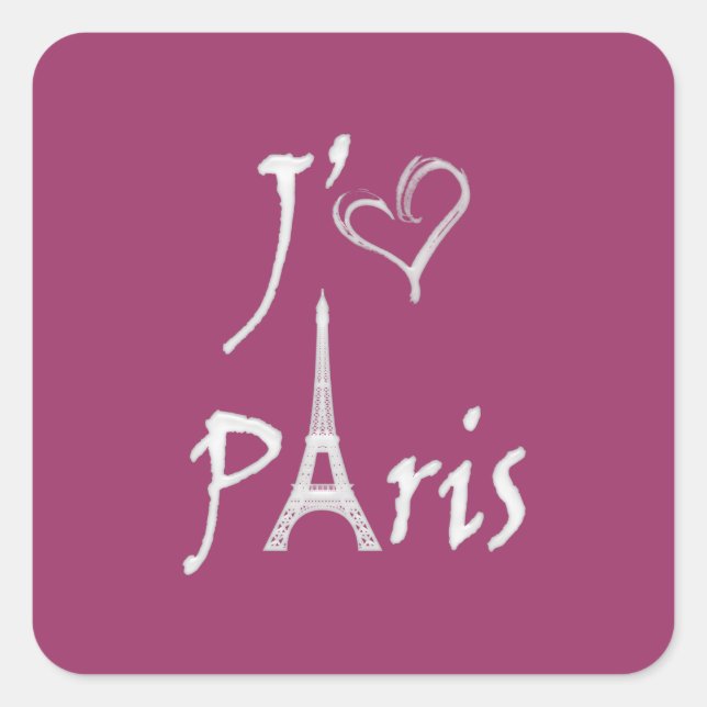 j'aime Paris Quadratischer Aufkleber (Vorderseite)