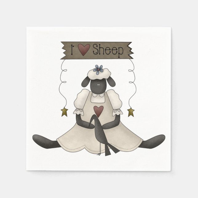 J'aime serviettes en papier mouton (Devant)