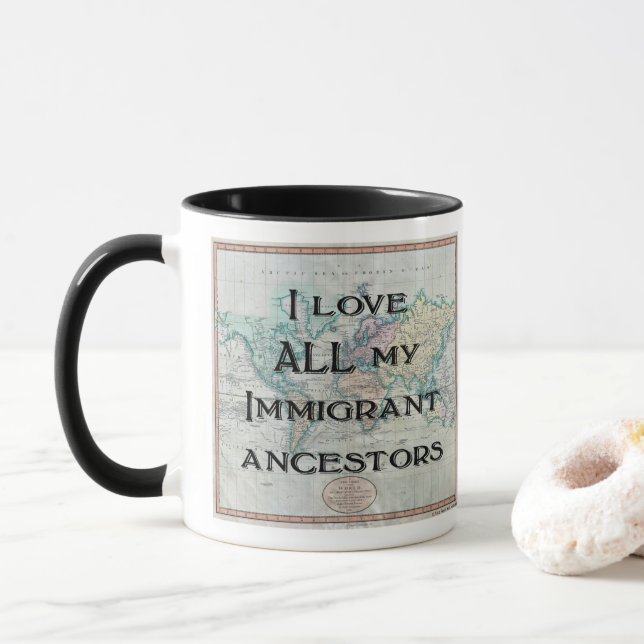 J'aime toute ma tasse immigrée d'ancêtres (Avec donut)