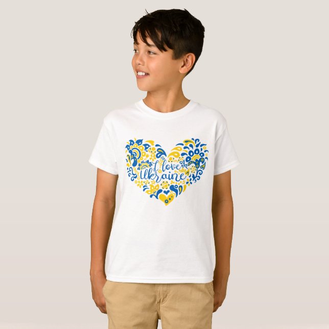 J'aime Ukraine inspiration citation coeur T-shirt (Devant entier)