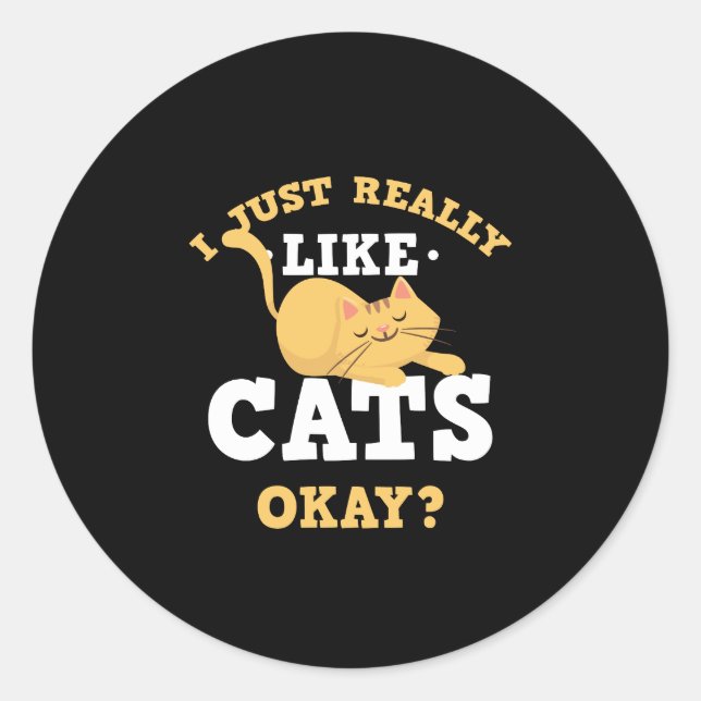 J'Aime Vraiment Chats Drôle Sticker Citation (Devant)