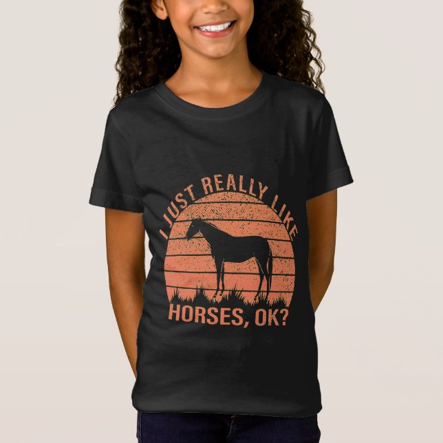 J'aime vraiment les chevaux en T-shirt Tangerine O (Devant)