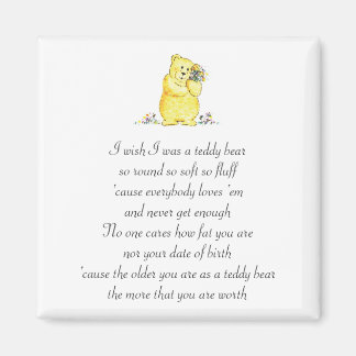 J'Aimerais Être Un Teddy Bear Poem Magnet