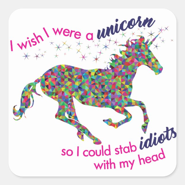 J'Aimerais Être une licorne... Sticker carré (Devant)