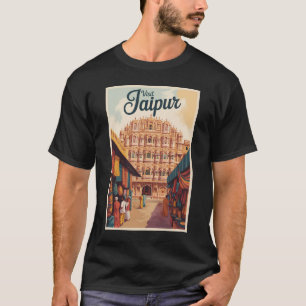 Jaipur India Hawa Mahal Illustration Travel Art T-Shirt