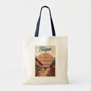 Jaipur India Hawa Mahal Illustration Travel Art Tragetasche