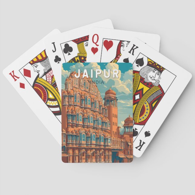 Jaipur India Illustration Travel Art Vintag Spielkarten (Rückseite)