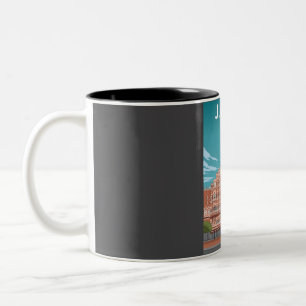 Jaipur India Minimal Travel Poster Zweifarbige Tasse
