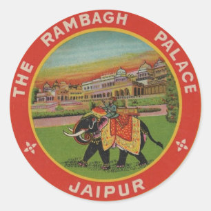 Jaipur Indien Hotel Vintage Reisegepäck Etikett Runder Aufkleber