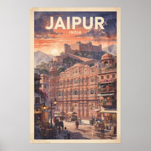 Jaipur Indien Vintage Reise Poster