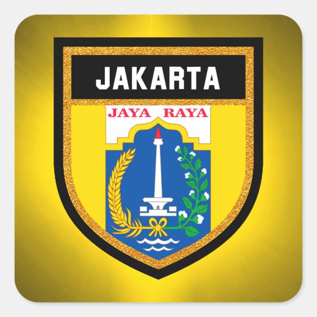 Jakarta Flag Quadratischer Aufkleber (Vorderseite)