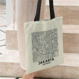 Jakarta, Indonesia, City Map Tote Bag Tragetasche