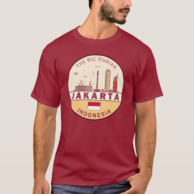 Jakarta Indonesia City Skyline Emblem T-Shirt (Vorderseite)