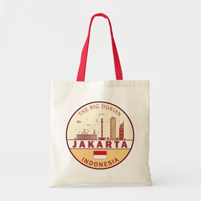 Jakarta Indonesia City Skyline Emblem Tragetasche (Vorne)
