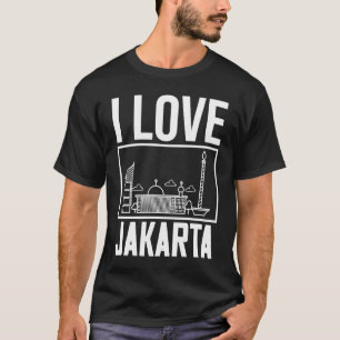Jakarta Indonesia City Skyline Karte T-Shirt
