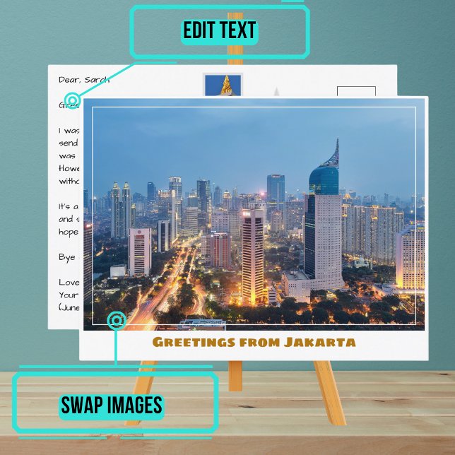 Jakarta Indonesia Featuring City & Skyline Modern Postkarte (Share your experiences with these stylish template postcards.)