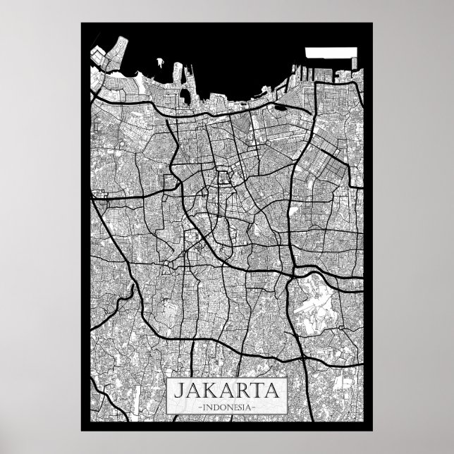 Jakarta Indonesia Map Poster (Vorne)