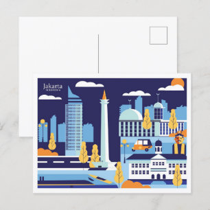 Jakarta Indonesia-Reisetafel zur Darstellung Postkarte