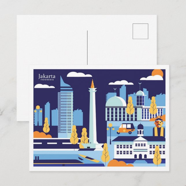 Jakarta Indonesia-Reisetafel zur Darstellung Postkarte (Vorne/Hinten)