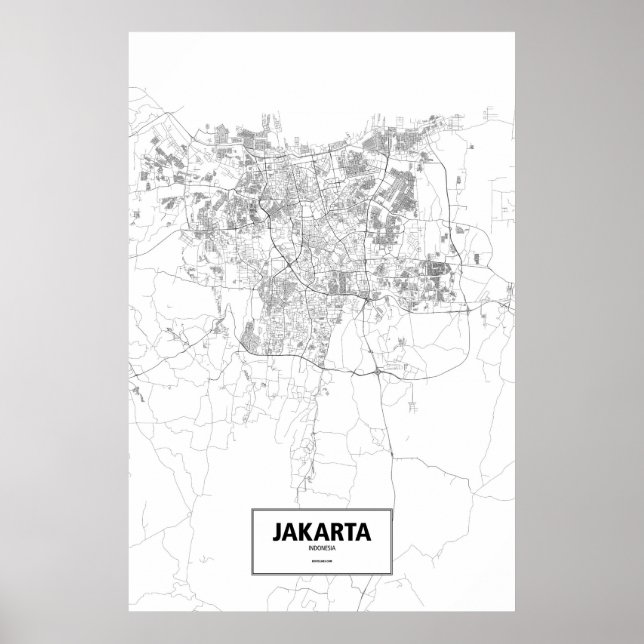 Jakarta, Indonesien (schwarz auf weiß) Poster (Vorne)