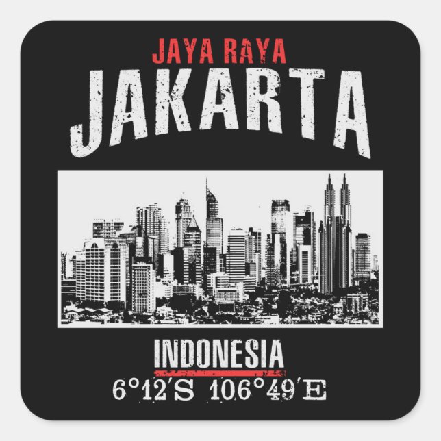 Jakarta Quadratischer Aufkleber (Vorderseite)