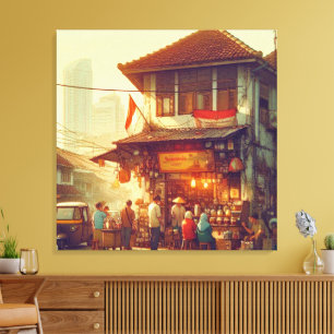 Jakarta Street Coffee Shop Leinwanddruck