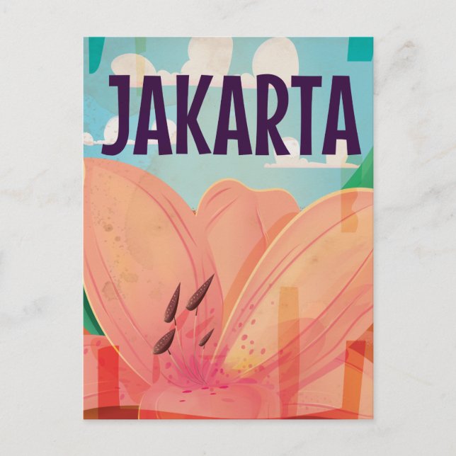 Jakarta Vintage Travel Poster Postkarte (Vorderseite)