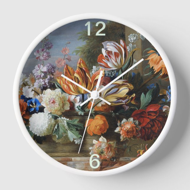 Jakob Bogdani Tulips Peonies und andere Blume Uhr (Vorderseite)