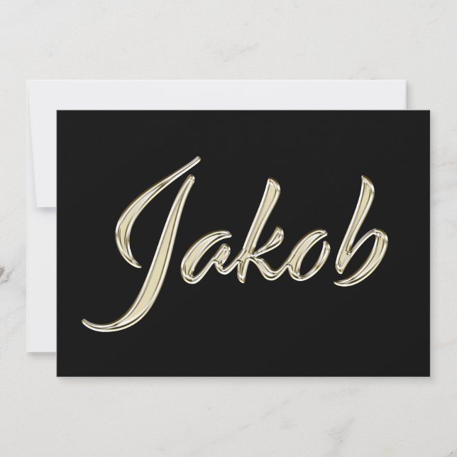 Jakob Name white gold Handwriting Karte (Vorderseite)