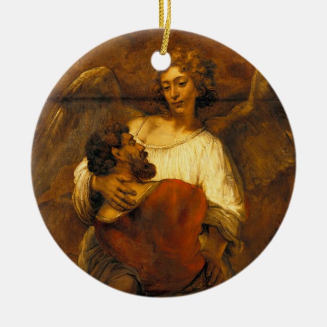 Jakob-Wrestling mit dem Engel durch Rembrandt Keramikornament (Vorne)
