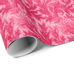 Jakobinische Blume Damask, Fuchsia und Light Pink Geschenkpapier