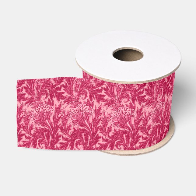 Jakobinische Blume Damask, Fuchsia und Light Pink Ripsband (Spule)