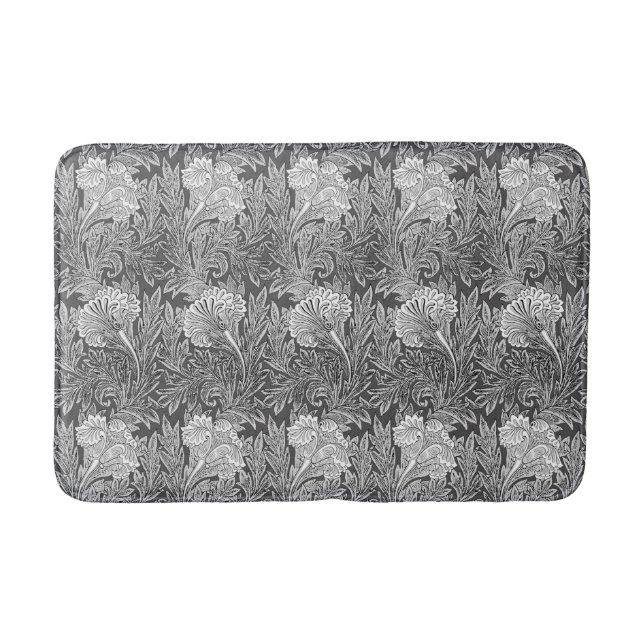 Jakobinische Blume Damask, grau/grau/weiß Badematte (Vorderseite)