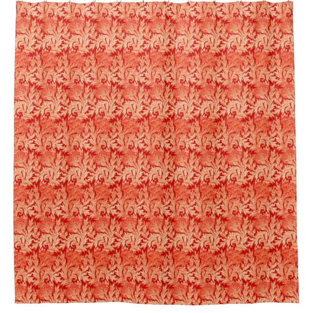 Jakobinische Blume Damask, Mandarin und Light Oran Duschvorhang (Vorderseite)