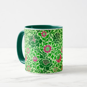 Jakobinische Blumen, Smaragd- und Limettengrün Tasse