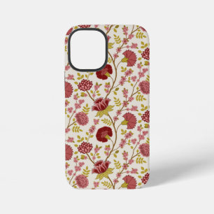 Jakobinisches Blumenmuster Rot Rosa Gold Creme iPhone 12 Mini Hülle