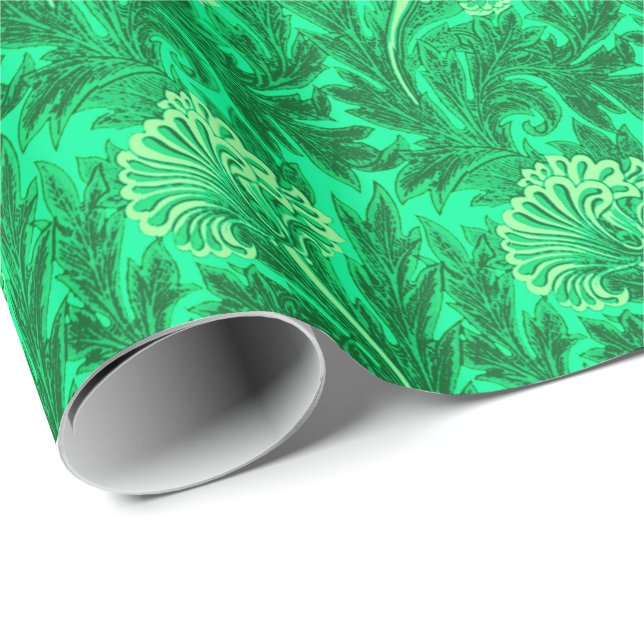 Jakobische Blume Damask, Emerald und Lime Green Geschenkpapier (Rolleneckpunkt)