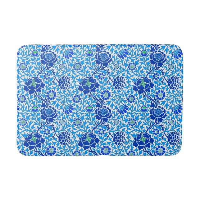 Jakobsblume, Marine, Weiß und Ceruléblau Badematte (Vorderseite)