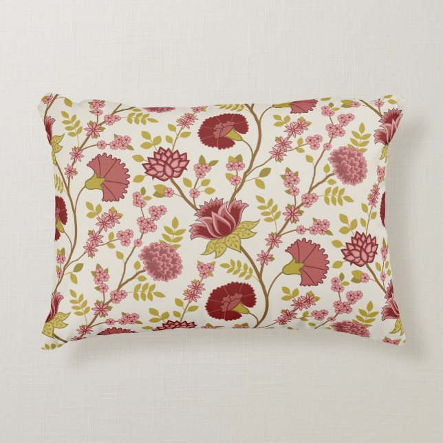 Jakobsbraun Muster Reds Pinks Gold Creme Dekokissen (Vorderseite)