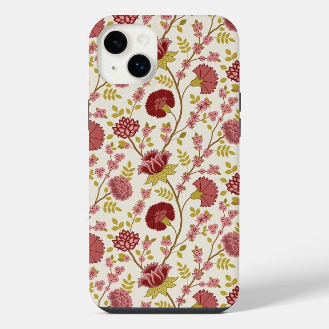 Jakobsbraun Muster Reds Pinks Gold Creme iPhone 14 Plus Hülle (Rückseite)