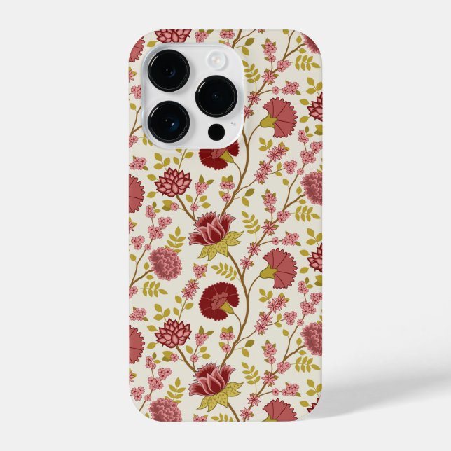 Jakobsbraun Muster Reds Pinks Gold Creme iPhone 14 Pro Hülle (Rückseite)