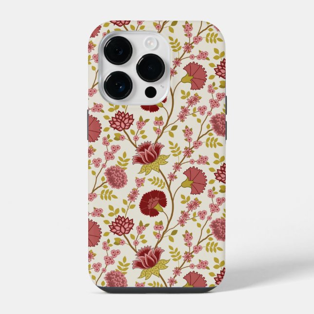 Jakobsbraun Muster Reds Pinks Gold Creme iPhone 14 Pro Hülle (Rückseite)