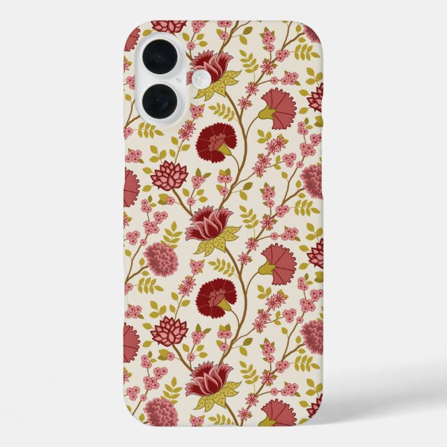 Jakobsbraun Muster Reds Pinks Gold Creme iPhone 16 Plus Hülle (Rückseite)