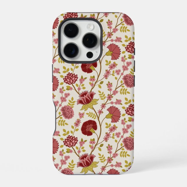 Jakobsbraun Muster Reds Pinks Gold Creme iPhone 16 Pro Hülle (Rückseite)