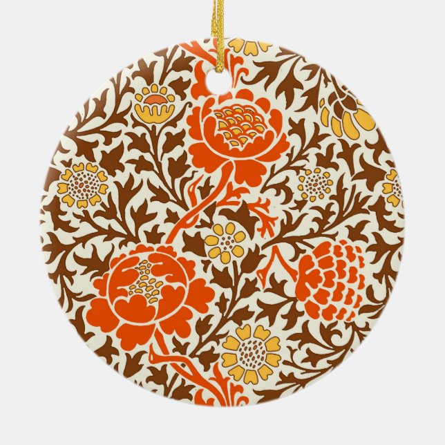 Jakobserblume, Orange, Brown und Senf Gold Keramik Ornament (Hinten)
