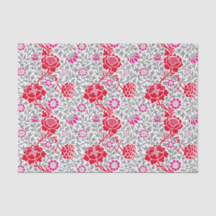 Jakobsflorale Tapete, tiefrot, rosa und grau Seidenpapier