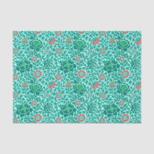 Jakobsflorale Tapete, Türkis, Aqua & Coral Seidenpapier
