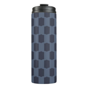 Jakobsmuschel-Raster Indigo Holzkohle Thermosbecher